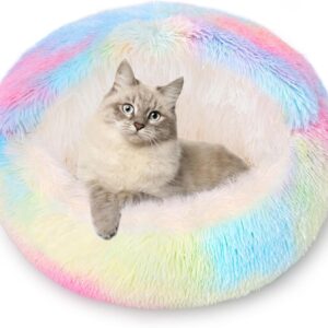 YIGAARUI Calming Dog Bed Fluffy Plush Pet Bed under 10kg，Large Cave Dog Bed Washable Non-Slip Cat Nest Pod Windproof，Cozy Indoor Cave Bed For Kitten Dog Non-slip Bottom (color, 50CM)