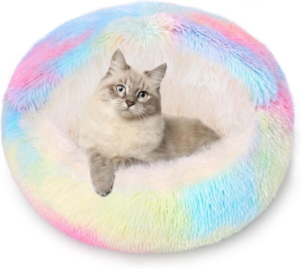 YIGAARUI Calming Dog Bed Fluffy Plush Pet Bed under 10kg，Large Cave Dog Bed Washable Non-Slip Cat Nest Pod Windproof，Cozy Indoor Cave Bed For Kitten Dog Non-slip Bottom (color, 50CM)