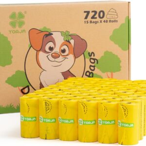 YORJA Dog Poo Bags, 720 Pet Poop Bags, Extra Thick and Strong 100% Leak-Proof Unscented Waste Bags (Yellow)