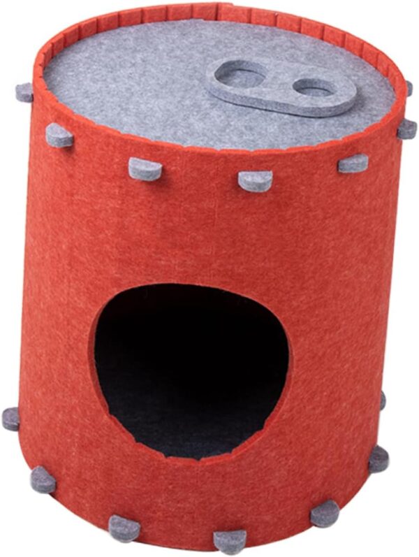 Yardwe Pet Bed Indoor Kitten House Cute Cat Bed Nut Small Pet Hut Indoor Cat Hideout Cat Tunnel Bed Dog Kennel Indoor Small Cat House Cats Bed Red Cat Scratching Post Double Layer Felt