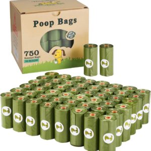 Yingdelai Dog Poo Bags Biodegradable 750 Counts - Large and Thick Eco Friendly Dog Poop Waste Bags | Fresh Scented