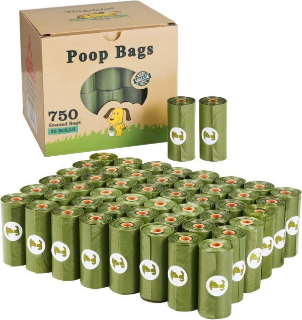 Yingdelai Dog Poo Bags Biodegradable 750 Counts - Large and Thick Eco Friendly Dog Poop Waste Bags | Fresh Scented