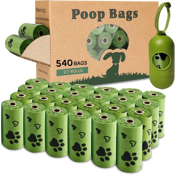 Yingdelai Dog Poop Bag, 540 Counts Biodegradable Dog Waste Bags with 1 Dispenser, Eco-Friendly Leak-Proof Pet Poop Bags for Doggy | Scented