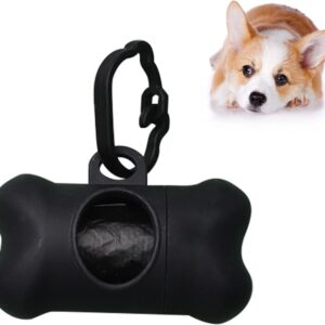 ZENVALY Dog Poop Bag Dispenser, Dog Waste Bag Dispenser with Clip Lead, 1 Roll of Poop Bags, Black