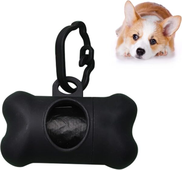 ZENVALY Dog Poop Bag Dispenser, Dog Waste Bag Dispenser with Clip Lead, 1 Roll of Poop Bags, Black