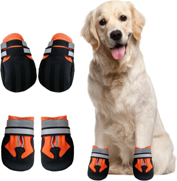 ZOKBOM Dog Boots for Injured Paws - 4Pcs Waterproof Dog Shoes for Large Dogs with Adjustable Safe Reflective Straps, Wear-resistant Anti-Slip Sole Outdoor Dog Paw Protectors for Winter Walking (XL)