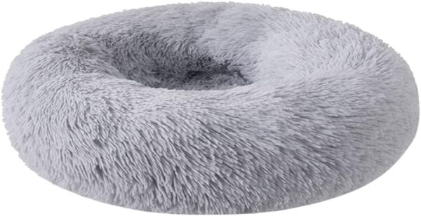 Zhoothyomiru Cat Bed Plush Donut Pet Bed Round Warm Cuddler Kennel Soft Puppy Sofa Nest Warm Soft Plush Comfortable ((Light Gray S/37CM) for 2.5KG Pet