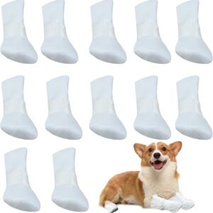 Zngou 12 Pcs Disposable Dog Shoes Dog Socks Paws Stop Licking Disposable Dog Boots Dog Paw Protector Dog Slippers Dog Foot Cover for Small Medium Dogs Pet Injured Paws Summer Indoor Outdoor Walking（L）