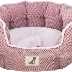 allpetsolutions Alfie Range Dog Bed - Warm, Fleece-Lined Machine Washable Dog Bed - Calming with Extra Soft Reversible, Removable Pillow Cushion - Medium, Pink