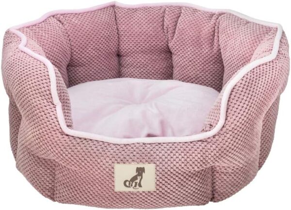 allpetsolutions Alfie Range Dog Bed - Warm, Fleece-Lined Machine Washable Dog Bed - Calming with Extra Soft Reversible, Removable Pillow Cushion - Medium, Pink