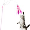 cobee Cat Feather Toys, Soft Cat Wand Toy with Bell Pompom Cat Wand Interactive Cat Toy Training Toys Cat Teaser Toy for Indoor kitten