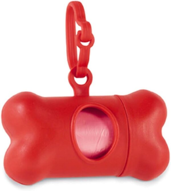 eBuyGB Bone Shaped Pet Waste Bag Holder Dispenser, Plastic, Red