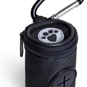 igadgitz home U7168 Fabric Dog Waste Bag Dispenser, Dog Poo Bag Holder with Carabiner Clip - Black