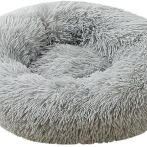 pet wiz Soft Calming Donut Bed - Premium Quality For Dogs & Cats - Anxiety Relief - 50cm, 80cm, 100cm - 6 Colours Available (50cm, Light Grey)