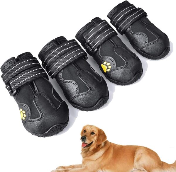 Havenfly Protective Dog Boots,4 PCS Waterproof Dog Shoes with Adjustable Straps Reflective,Dog Shoes with Wear-resistant and Rugged Anti-Slip Sole for Small Medium Large Dogs (2)