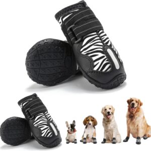 PAWOLOGY Dogs Boots Waterproof, Paw Protectors for Rain Snow Hot Pavement, Outdoor Hiking Dog Shoes, with Reflective Straps, Anti-Slip Soles, Adjustable, Durable, for Small Medium Large Dogs, 4PCS