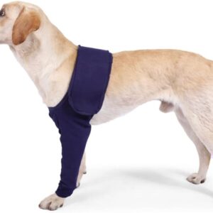 Mochalight Pet Dogs Denim Anti-licking Protector Sleeve Breathable Support Brace With Magic Stickers For Front Leg Injury Recover and Sprains Joint Wrap Protecter S/M/L/XL/XXL/XXXL Jean Blue XXL