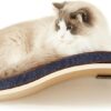 LIORCE Cat Shelf with Comfortable Cat Cushion - Wave Modern Cat Bed - Minimalistic Floating Cat Wall Perch - Wooden Wall Mounted Cat Furniture for Sleeping, Playing, Climbing, and Lounging