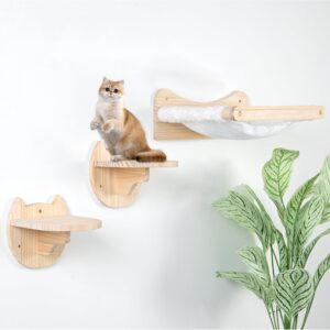 WONFUlity Cat Shelves and Perches for Wall, Cat Hammock Wall Mounted Cats Shelf and Climbing Shelf with Sisal Scratching and Climbing Bridge Step Cat Bed &Cat Furniture