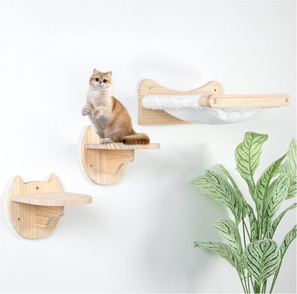 WONFUlity Cat Shelves and Perches for Wall, Cat Hammock Wall Mounted Cats Shelf and Climbing Shelf with Sisal Scratching and Climbing Bridge Step Cat Bed &Cat Furniture