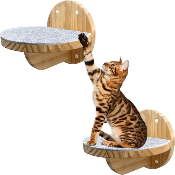 2 PCS Cat Climbing Shelf Wall Mounted,Cat Wall Shelves,Wooden Cat Wall Climbing Steps Cat Wall Ladder Stairs Wall Mounted Cat Climbing Step Cat Wall Shelf Cat Climber for Cats Perch Platform Supplies