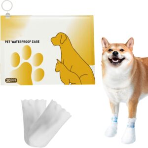 20PCS Bandage Shoes for Dogs Disposable Stop Licking Windproof Dirty Dog Socks Paws Stop Licking Nonwovens Dog Shoes for Injured Paws For Pet Dog Indoor and Outdoor Walking