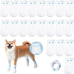 20PCS Disposable Dog Shoes, Non-Woven Disposable Dog Boots Paw Protector with Self Adhesive Bandage, Dog Boots for Injured Paws, Windproof Dirty Protection Pet Dog Boots Foot Cover for indoor & outdoo