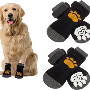 2Pairs Dog Socks,Anti Slip Dog Socks Paws Stop Licking,Socks for Dogs,Dog Paw Protectors,Cute Socks for Dogs Perfect for Puppy Dog Indoor Outdoor Hardwood Floor Walking