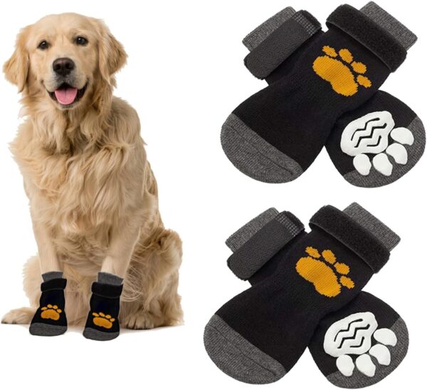 2Pairs Dog Socks,Anti Slip Dog Socks Paws Stop Licking,Socks for Dogs,Dog Paw Protectors,Cute Socks for Dogs Perfect for Puppy Dog Indoor Outdoor Hardwood Floor Walking