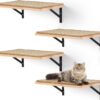 4 Pcs Cat Wall Shelves Wooden Cat Perches with Mat Indoor Kitten Activity Wall Furniture Cats Wall Mounted Climbing Steps for Lounging Climbing Playing Scratching Sleeping Perching