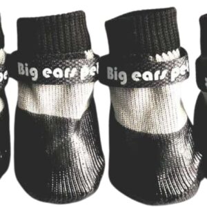 4PCS Dog Shoes,Waterproof Anti-Slip Pet Socks,Wear-Resistant Rubber Sole Dog Outing Walking Paw Protector Boots for Cat Puppy Small Dog_XL(Black)