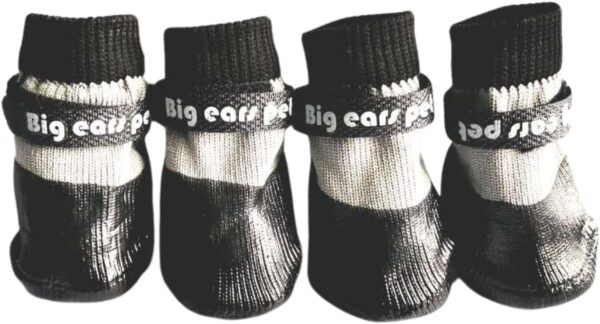 4PCS Dog Shoes,Waterproof Anti-Slip Pet Socks,Wear-Resistant Rubber Sole Dog Outing Walking Paw Protector Boots for Cat Puppy Small Dog_XL(Black)