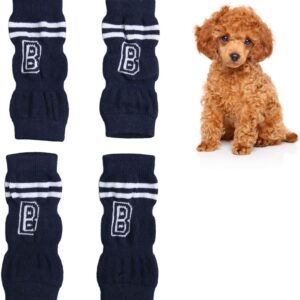 4Pcs Dog Elbow Protector, Dog Legs Socks Knitted Leg Warmer Wraps Pet Elbow Protective Sleeve for Small Medium Pets L