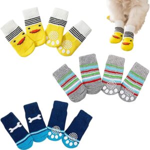 6 Pairs/3 Styles Pet Socks Dogs Socks Pet Paws Protector Use for Pet Paw Anti-Scratch Anti-Dirty Foot Socks Outdoor Indoor Hardwood Floors Indoor Wear