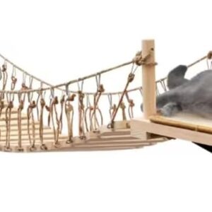 A.FATI Wall-Mounted Cat Roped Bridge, Cat Brideg Long for Indoor Cats, Wooden Cat/Kitty Bed and Perches with Sisal Scratch Mat, Cat Wall Furniture for Sleeping, Playing, Climbing, Cat Wall Shelves