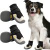 AQH Dog Boots Thermal Long Tube for Dogs with Reflective Straps, Breathable Microfiber Leather Rubber Sole Dogs Paw Protector for Small Medium Large Dog (Width Size 2 : 3.8-4.2cm, B)