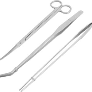 Aquarium Kit Tool Accessories, 3 in 1 Stainless Steel Aquarium Tank Tweezers Scissors Spatula Tool Set (3PCS)