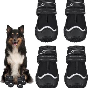 Avvrel Dog Boots, Set of 4 Dog Walking Boots, Non-Slip Waterproof Dog Shoes with Reflective Straps, Breathable Dog Paw Protectors for Small Medium Large Dogs (5#)