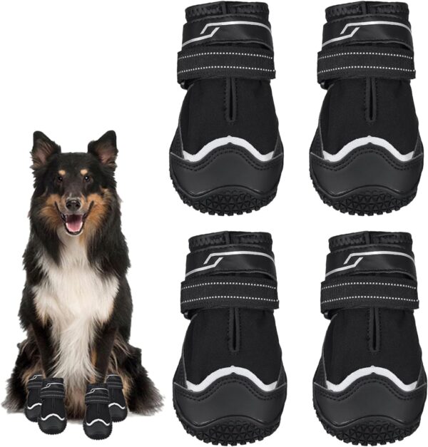 Avvrel Dog Boots, Set of 4 Dog Walking Boots, Non-Slip Waterproof Dog Shoes with Reflective Straps, Breathable Dog Paw Protectors for Small Medium Large Dogs (5#)