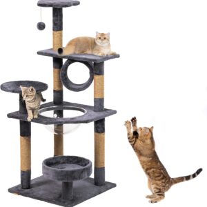 Cat Tree - Cat Claw Cat Climbing Shelf One-Piece Vertical Universal Small Household Cat Scratching Board Cat Scratch Activity Shelf Durable Hemp Claw 47INCH