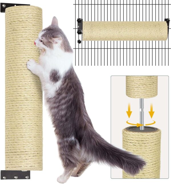 Cat Wall Shelves Cat Scratching Posts-2 Pack Cat Scratch Post 15.7’’ for Cat Cage Cat Climbing Shelves Cat Wall Furniture Cat Corner Scratcher for Indoor Cats (Sisal)