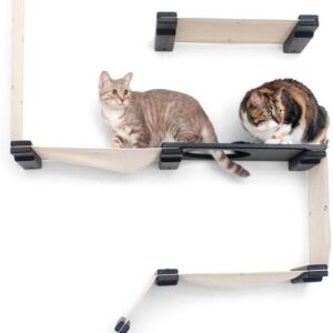 CatastrophiCreations Cat Fort Set - Multiple-Level Cat Hammock & Climbing Activity Center Wall-Mounted Cat Tree Shelves