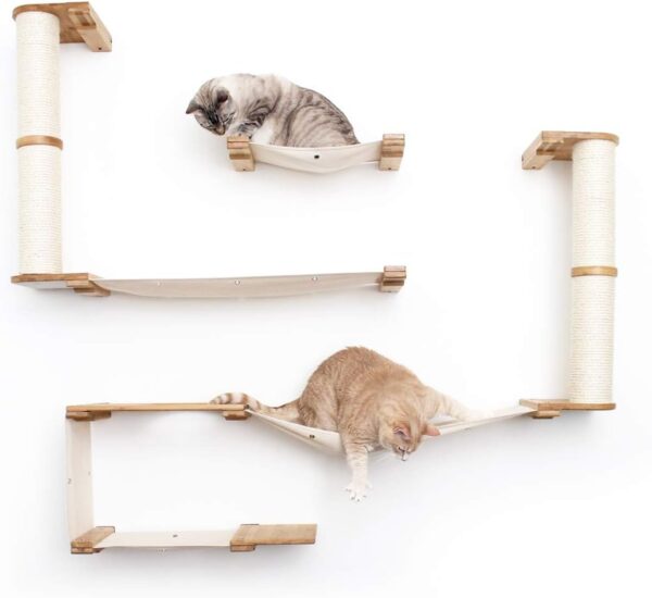 CatastrophiCreations The Roman Fort - Multiple-Level Cat Hammock & Climbing Activity Center Wall-Mounted Cat Tree Shelves, English Chestnut/Charcoal Gray, RMN11ENCH