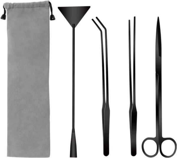 Catcan Aquarium Scissor Tweezers Spatula Tool - 4 in 1 Stainless Steel Aquatic Plants Aquascaping Tools Set for Fish Starter Kits & Aquariums Tank