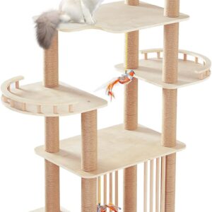 Choc Chick Large Cat Tree,70 Inches Cat Tower for Large Cats, Cat Condo with Sisal-Covered Scratching Posts and Big Cat Couch Sofa Platform Perch Bed for Multiple Cats