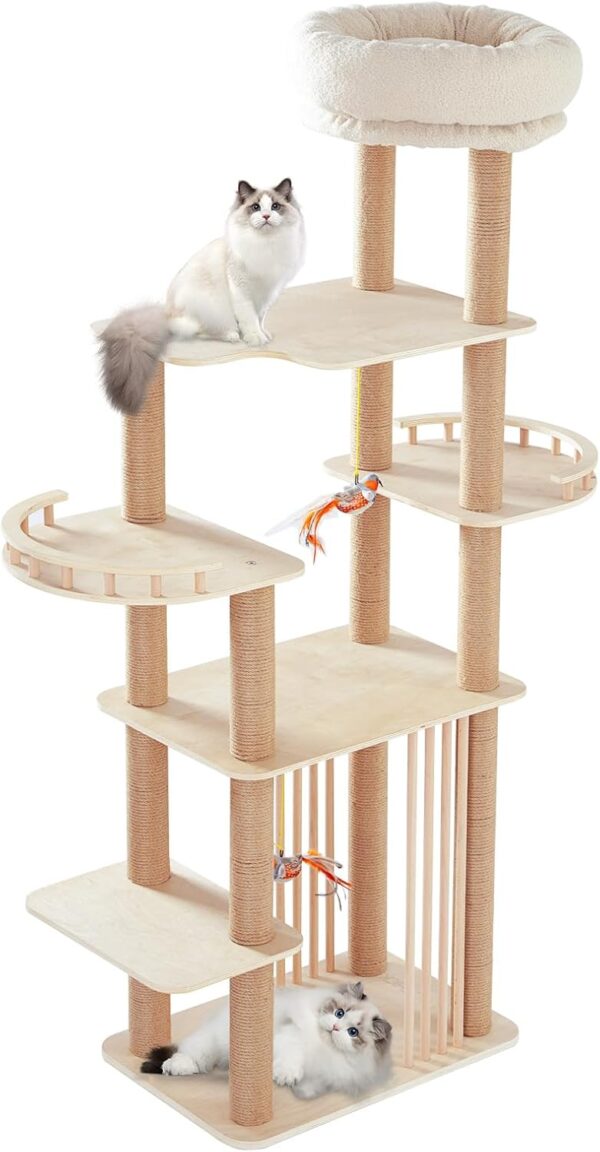 Choc Chick Large Cat Tree,70 Inches Cat Tower for Large Cats, Cat Condo with Sisal-Covered Scratching Posts and Big Cat Couch Sofa Platform Perch Bed for Multiple Cats