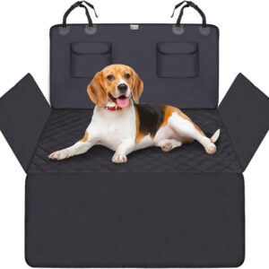 DOKI Black Car Boot Protector for Dogs, Nonslip 600D 100% Waterproof Pet Car Seat Cover, Washable Dog Cover Mat Travel suit for Car, Truck, SUV（185 x 105cm）