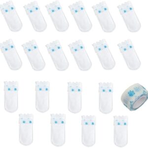 D.X&PZLS 20 PCS Disposable Dog Shoes White Dog Socks Disposable Dog Boots Dog Foot Cover Dog Paw Protector with self-adhesive strap for indoor & outdoor Walking(S)