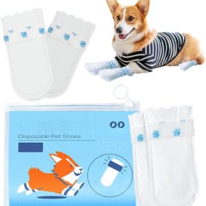 Disposable Waterproofing Dog Shoes,12PCS Waterproofing Dog Socks Paws Stop Licking with Self Adhesive Bandage,Windproof Dirty Protection Pet Dog Boots Foot Cover for indoor & outdoor Walking (M)