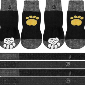 Dog Socks, 2 Pairs Anti Slip Dog Socks Paws Stop Licking Dog Boots Dog Claw Socks with Grips Adjustable Straps, Puppy Socks Traction Control Paw Protector for Pet Indoor Outdoor Hardwood Walking